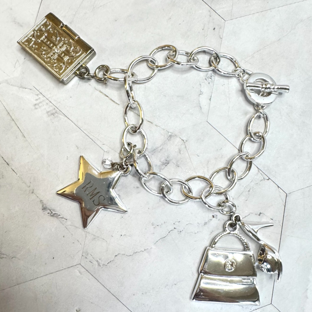 Things Remembered Charm Bracelet First Communion Locket Star Purse Shoe Diva